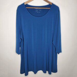 Susan Graver Womens Modern Essentials Liquid Knit A Line Tunic Top size 3XP Blue
